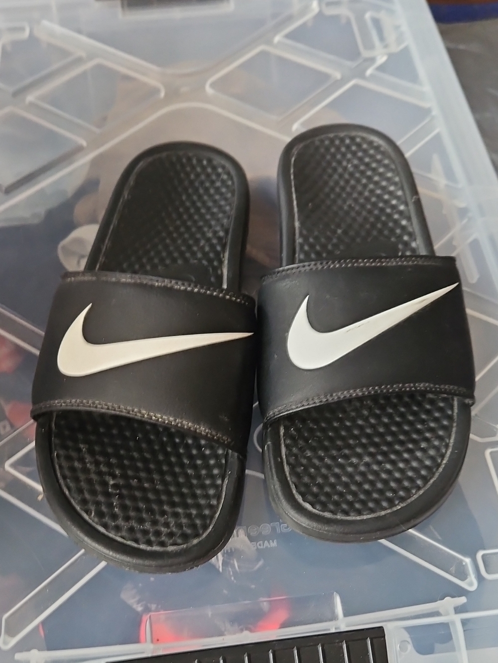 Nike Black Slide Sandals with White Swoosh Logo (12)